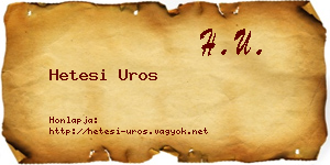 Hetesi Uros névjegykártya